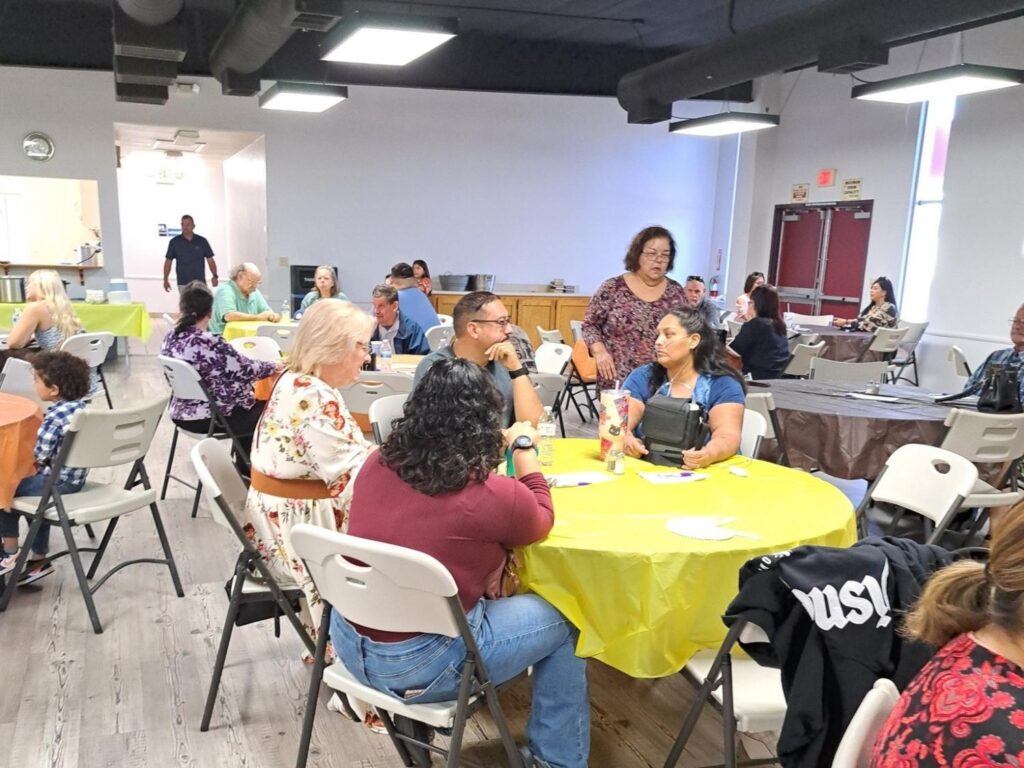 Porterville First Assembly of God congregation enjoying a soup lunch and dessert auction to benefit our children's ministry