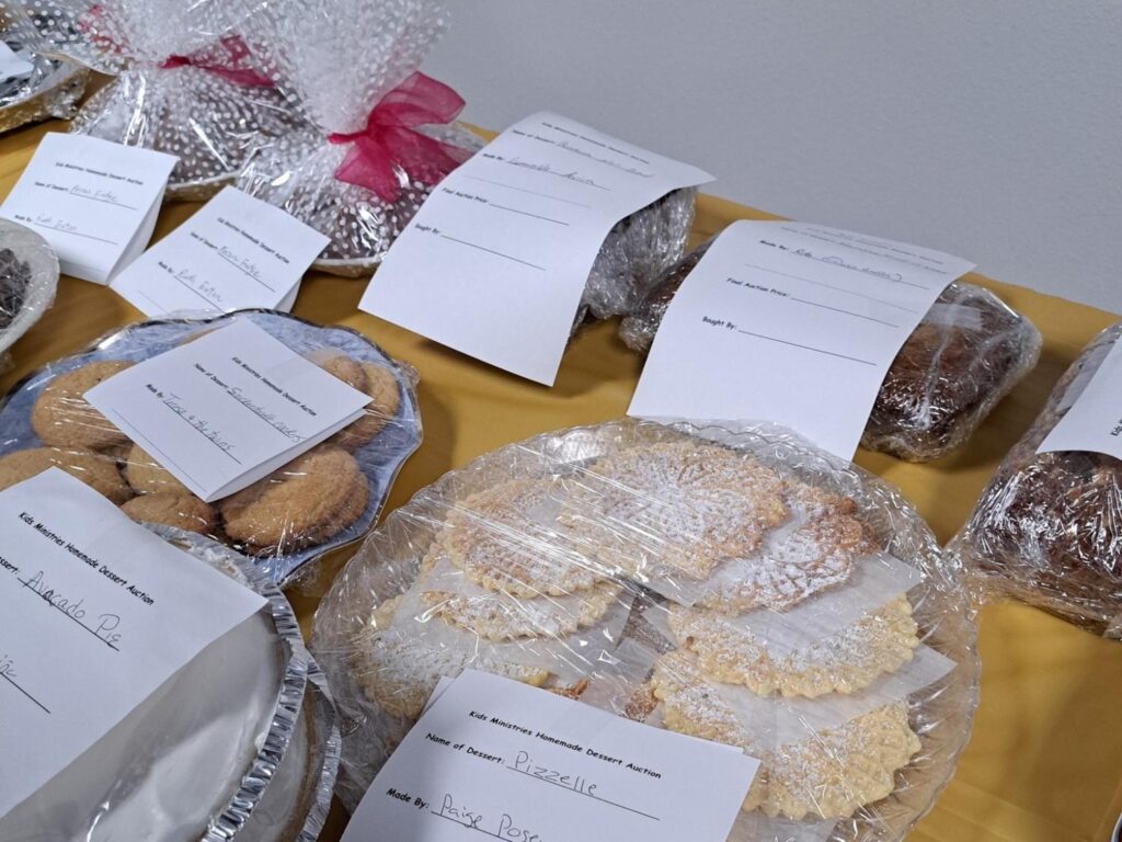 Desserts for auction at our Porterville First Assembly of God dessert auction to benefit our children's ministry