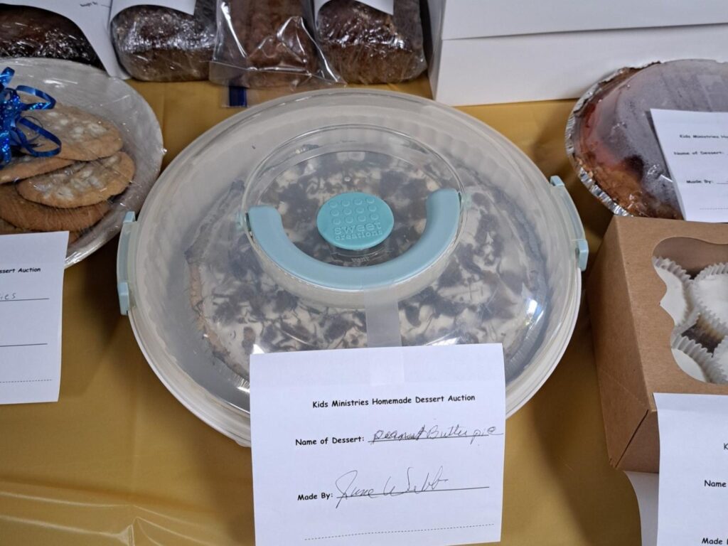 Desserts for auction at Porterville First Assembly of God dessert auction to benefit our children's ministry