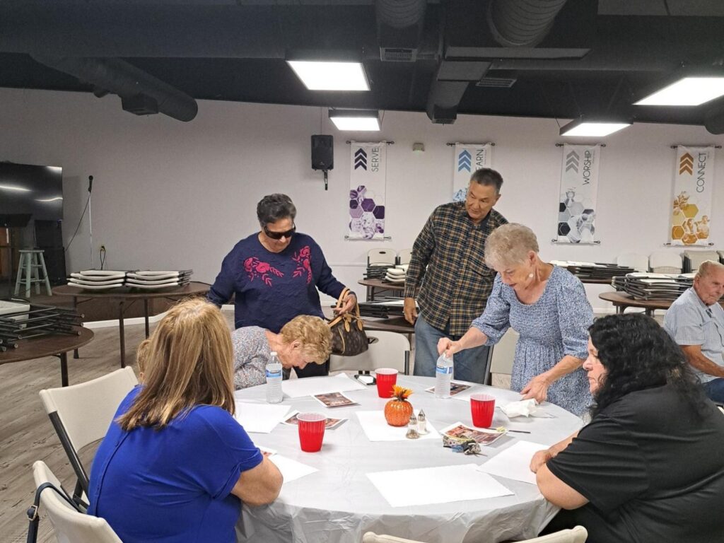 Porterville First Assembly of God Joyful Hearts seniors spaghetti lunch