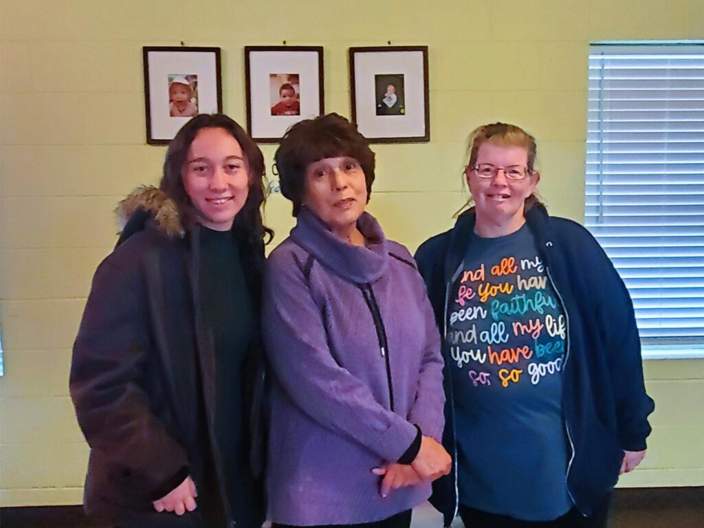 Porterville First Assembly of God nursery staff: Lauryn Hulsey, Rosie Gonzales, and Sara Mayfield