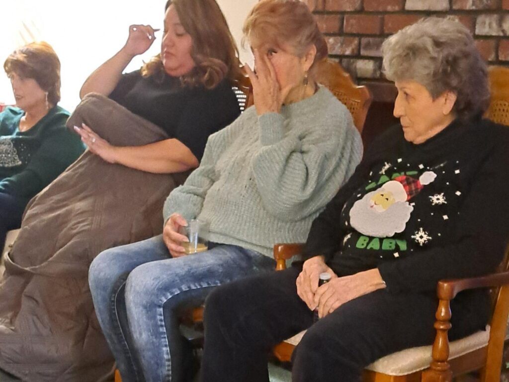 Women at the Porterville First Assembly of God December women's prayer meeting and Christmas party