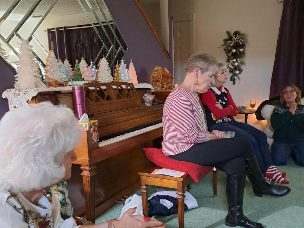 Women at the Porterville First Assembly of God December women's prayer meeting and Christmas party