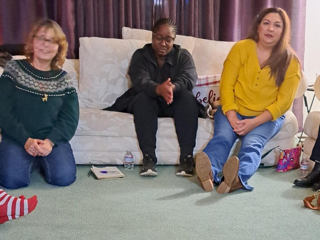 Women at the Porterville First Assembly of God December women's prayer meeting and Christmas party