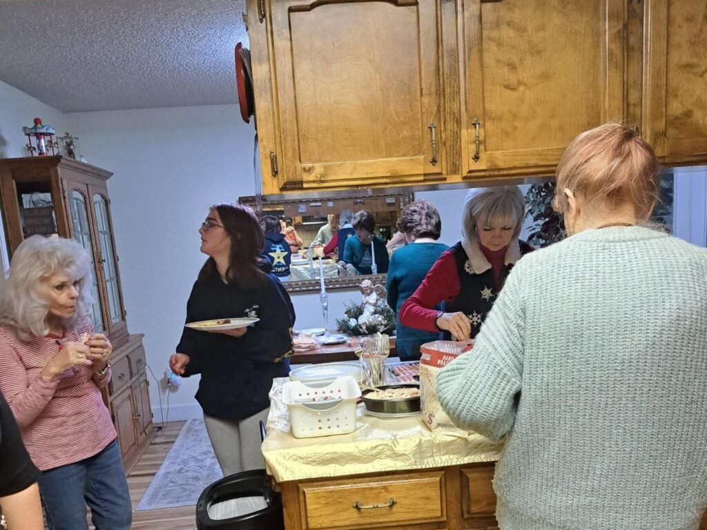 Women at the Porterville First Assembly of God December women's prayer meeting and Christmas party