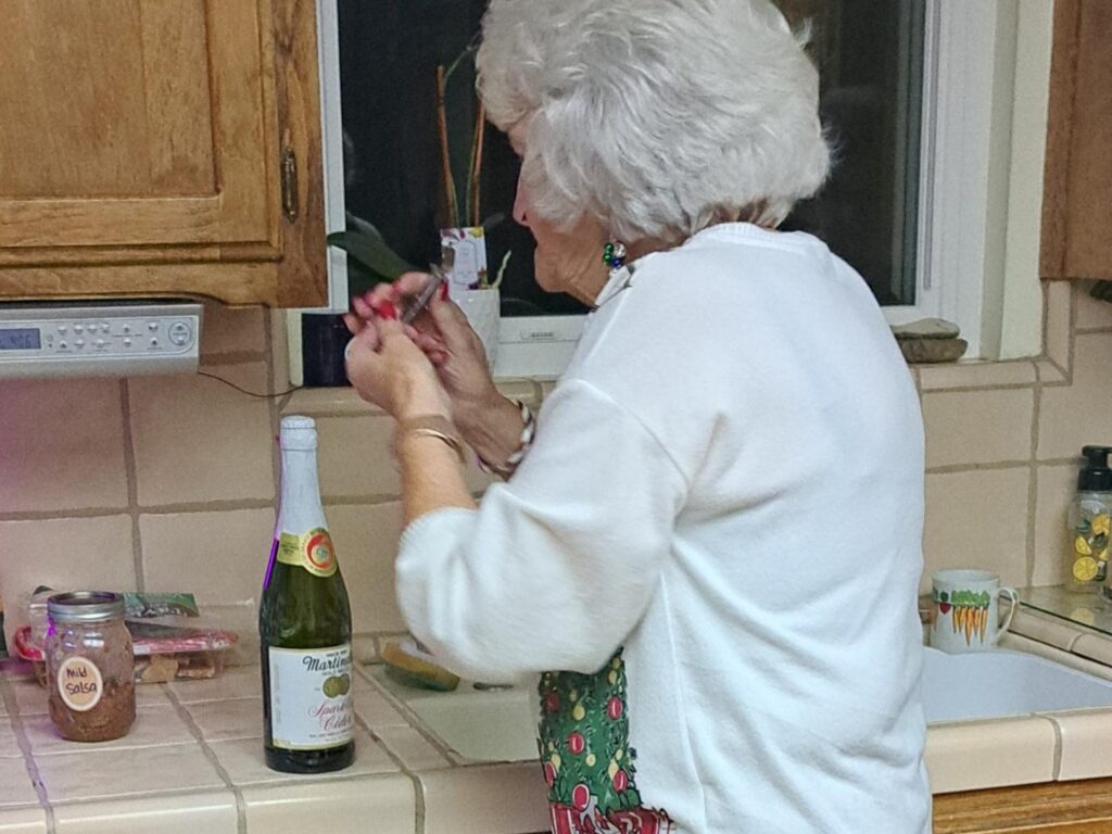 Woman at the Porterville First Assembly of God December women's prayer meeting and Christmas party