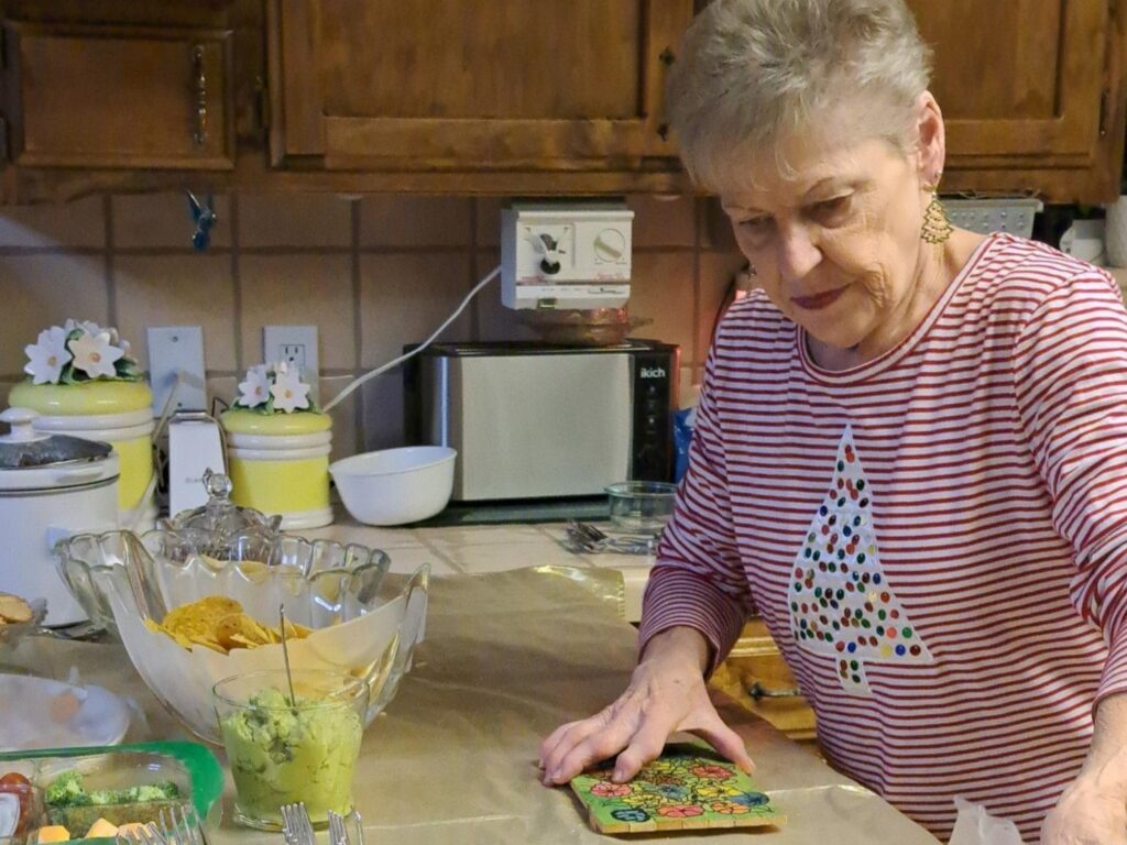 Woman at the Porterville First Assembly of God December women's prayer meeting and Christmas party