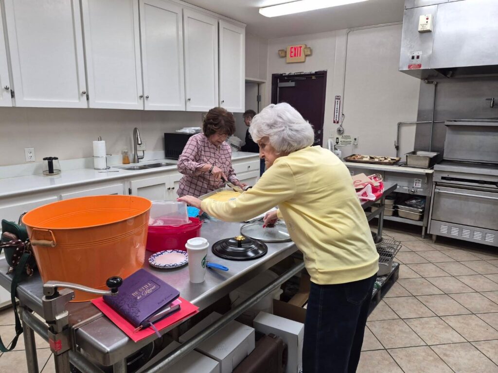 Ladies prepping for our Porterville First Assembly of God February 2026 Chili Cook-off