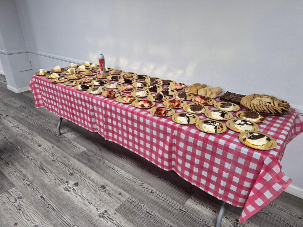Dessert table at our Porterville First Assembly of God February 2026 Chili Cook-off