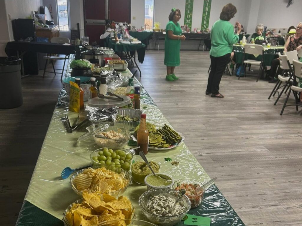 Food at Porterville First Assembly of God Women's St. Patrick's Day party