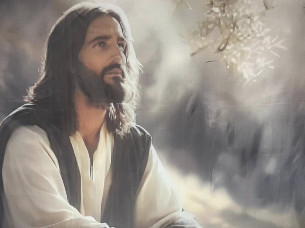 Tapestry of Jesus in the Garden of Gethsemane from Porterville First Assembly of God Easter service