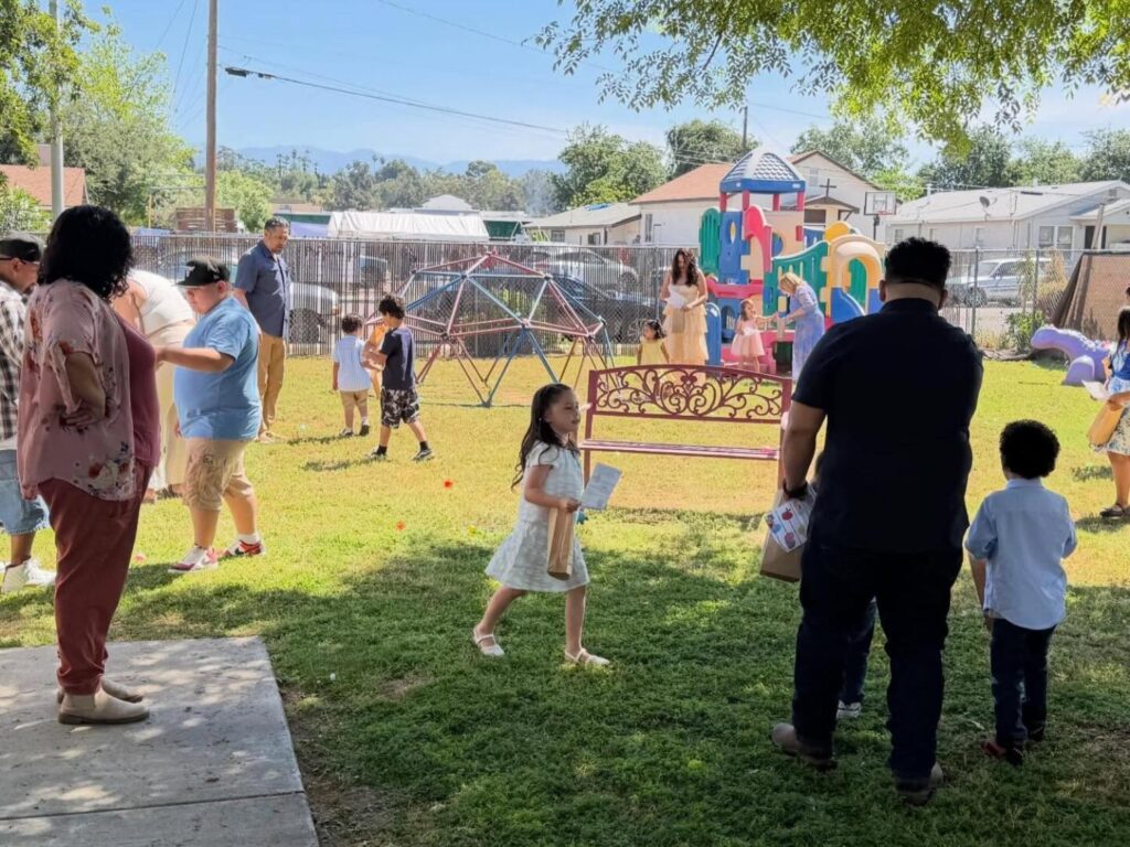 Children at Porterville First Assembly of God Easter egg hunt