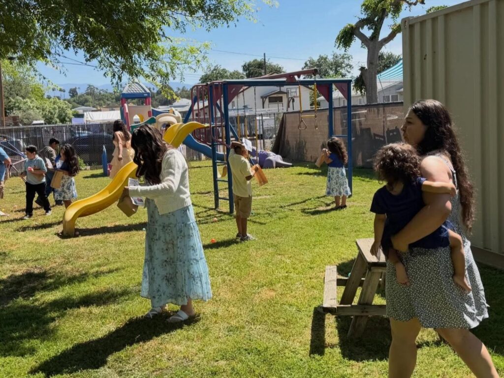 Children at Porterville First Assembly of God Easter egg hunt