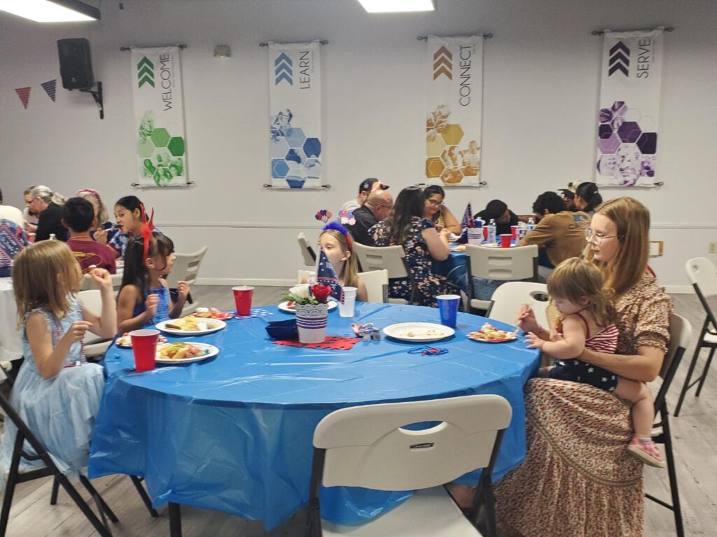 Porterville First Assembly of God congregation enjoying our Independence Day BBQ