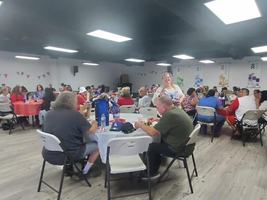 Porterville First Assembly of God congregation enjoying our Independence Day BBQ