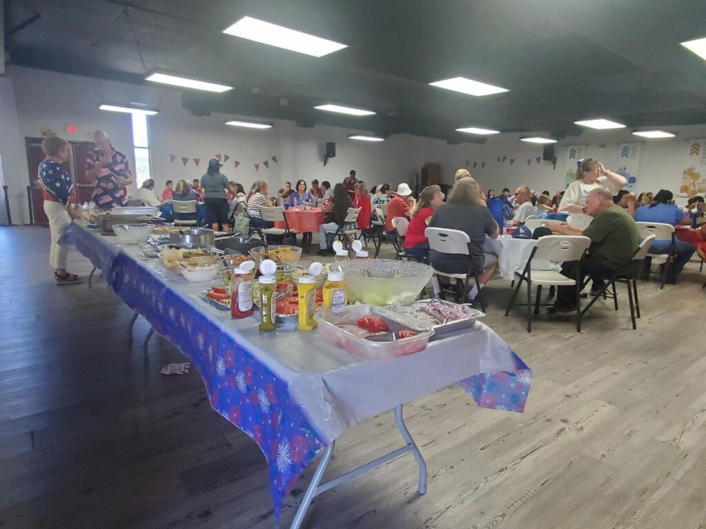 Porterville First Assembly of God congregation enjoying our Independence Day BBQ