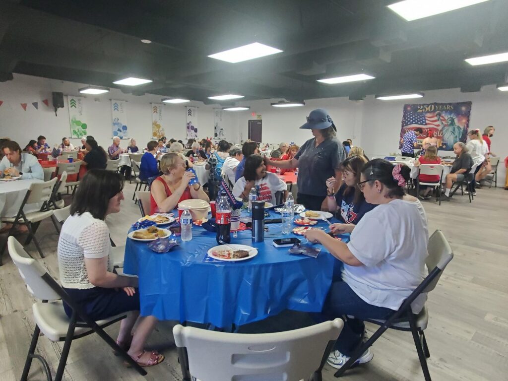 Porterville First Assembly of God congregation enjoying our Independence Day BBQ