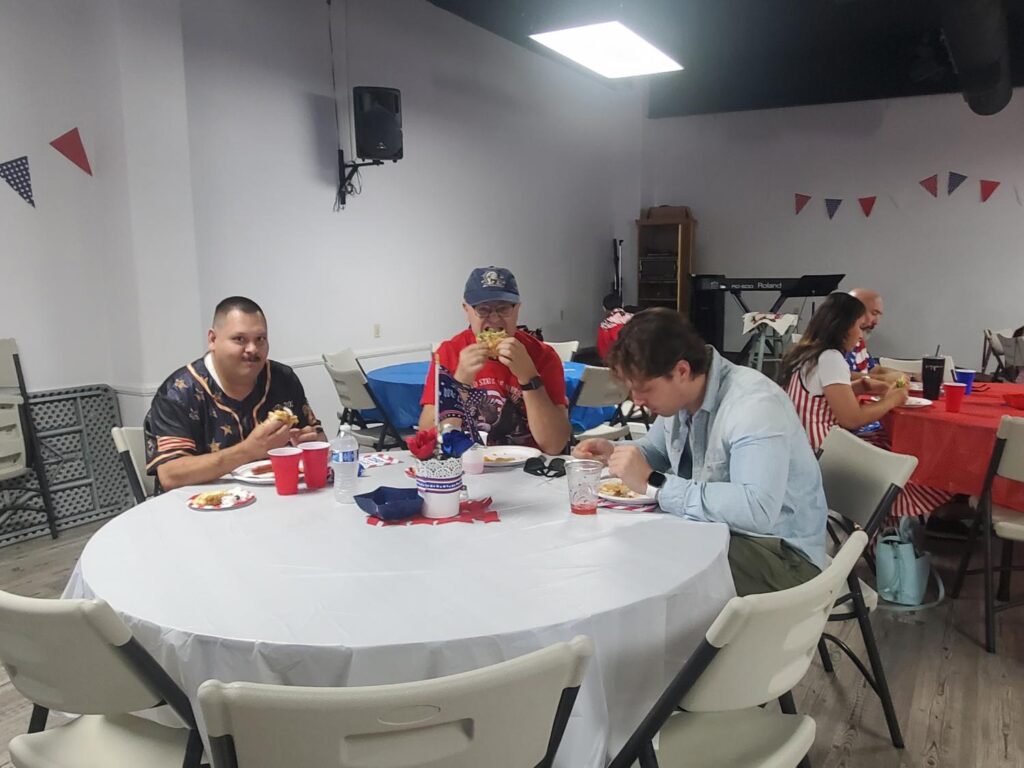 Porterville First Assembly of God congregation enjoying our Independence Day BBQ